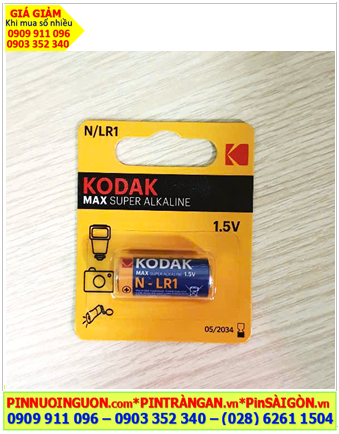 KODAK E90,LR1, SUM5, AM5; Pin N Alkaline 1.5v KODAK E90,LR1, SUM5, AM5 chính hãng /Vỉ 1viên
